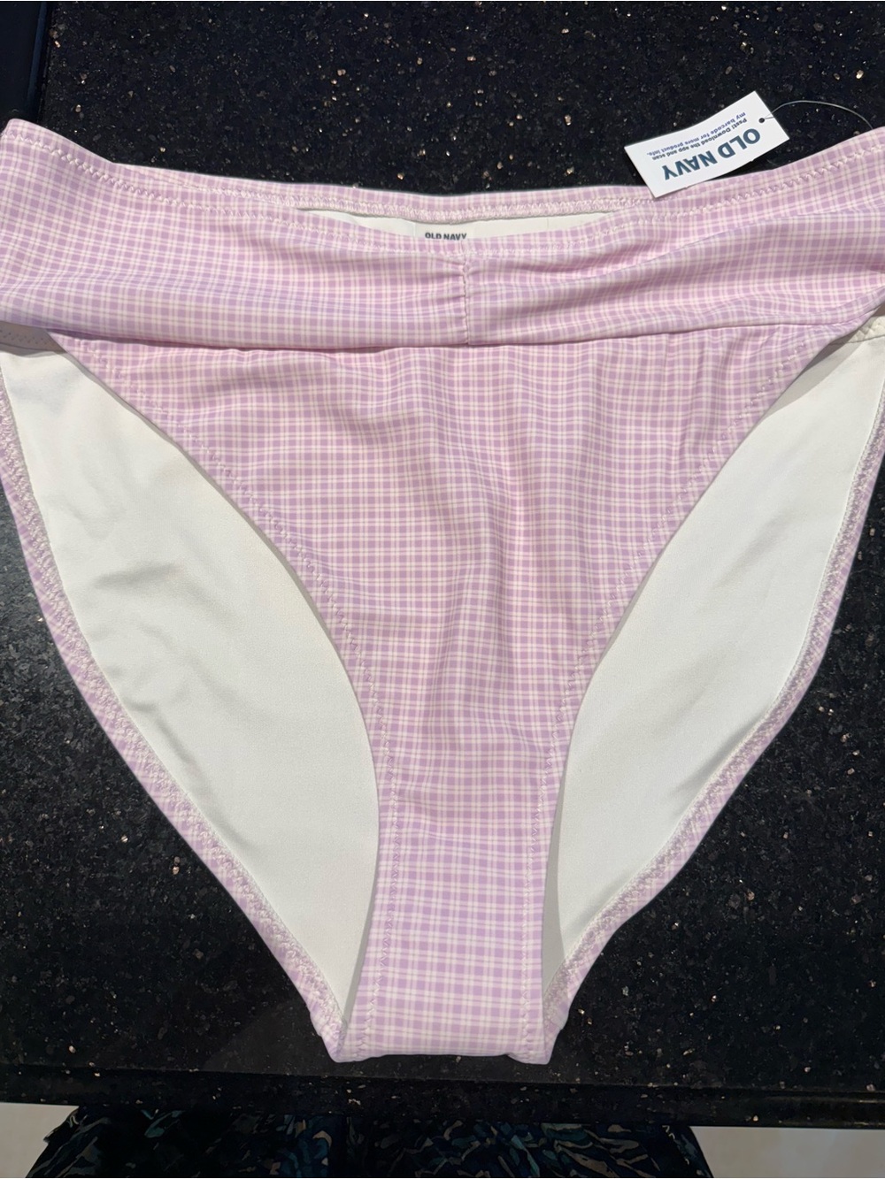 Old Navy pink Plaid bathing suit bottom with Elastic Waist - Picture 2 of 4